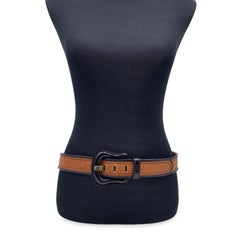 Fendi Tan and Black Leather B Buckle Belt Patent Leather Size 90/36