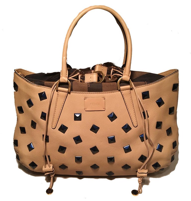 FENDI 27 BAG IN TAN BROWN CALFSKIN WITH GOLD HARDWARE