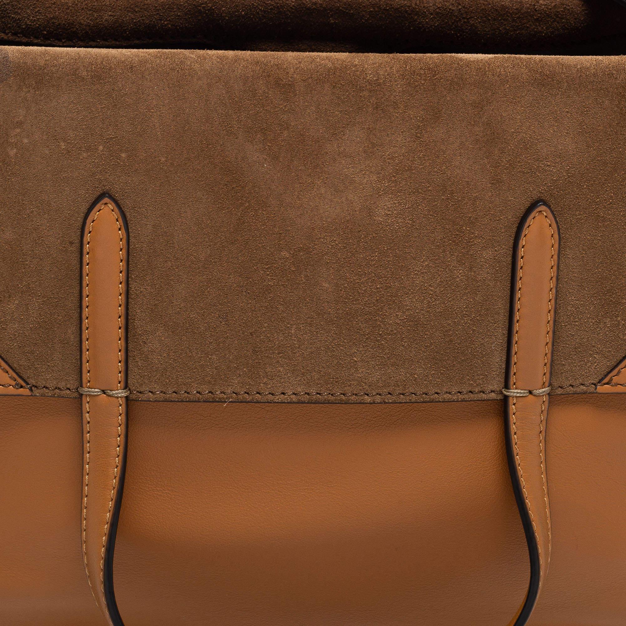 Fendi Tan Leather and Suede Flip Tote 5