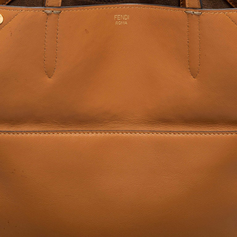 Fendi Tan Leather and Suede Flip Tote For Sale 3