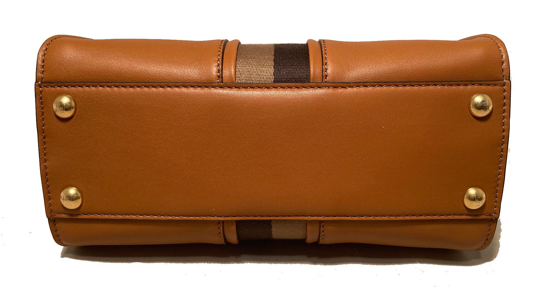 Fendi Peekaboo Mini aus hellbraunem Leder und Segeltuch mit Streifen Damen
