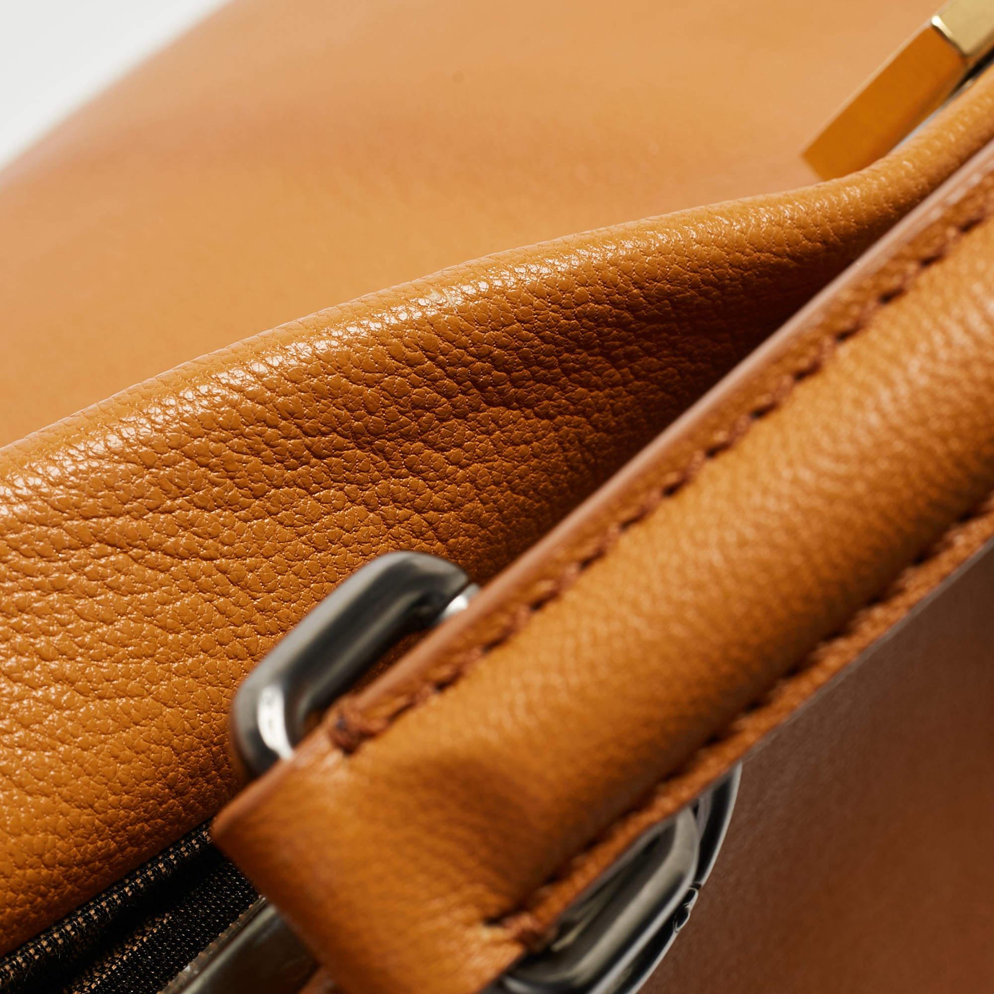 Fendi Tan Leather Large Peekaboo Top Handle Bag For Sale 6