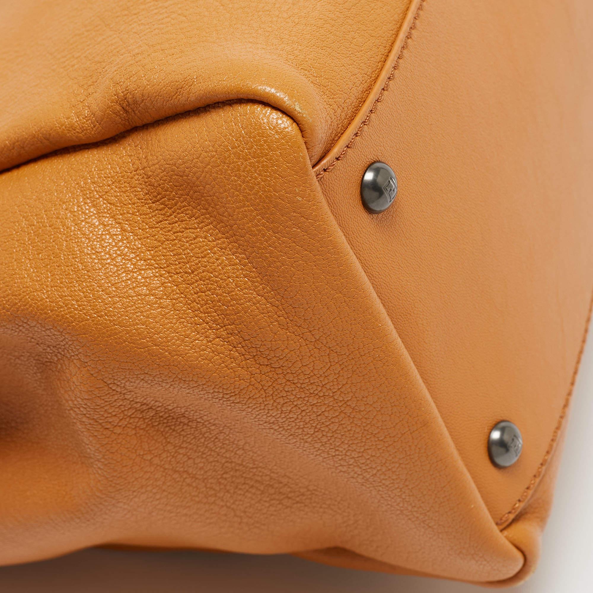 Fendi Tan Leather Large Peekaboo Top Handle Bag For Sale 9