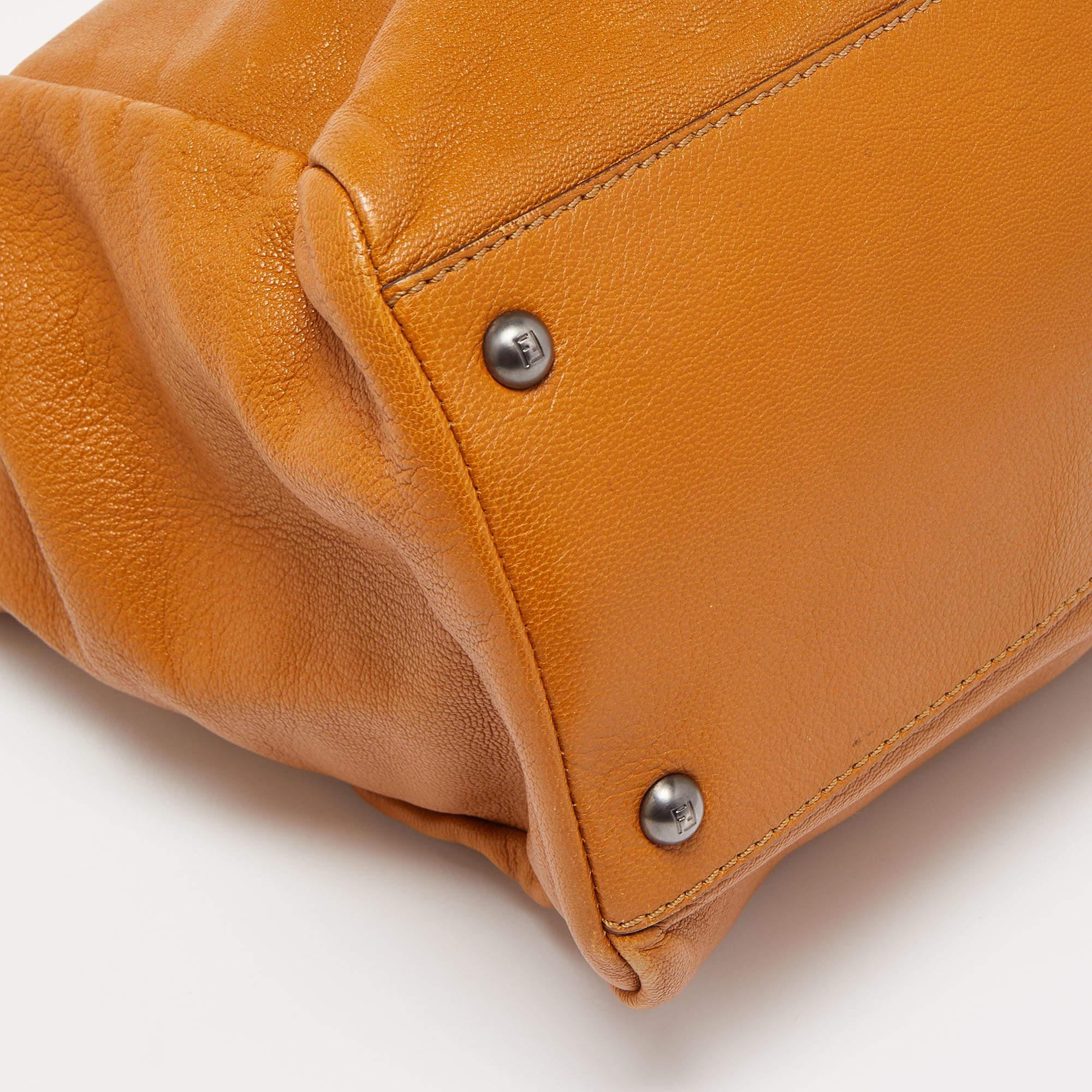 Fendi Tan Leather Large Peekaboo Top Handle Bag 1