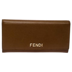 Fendi Tan Leather Logo Flap Continental Wallet