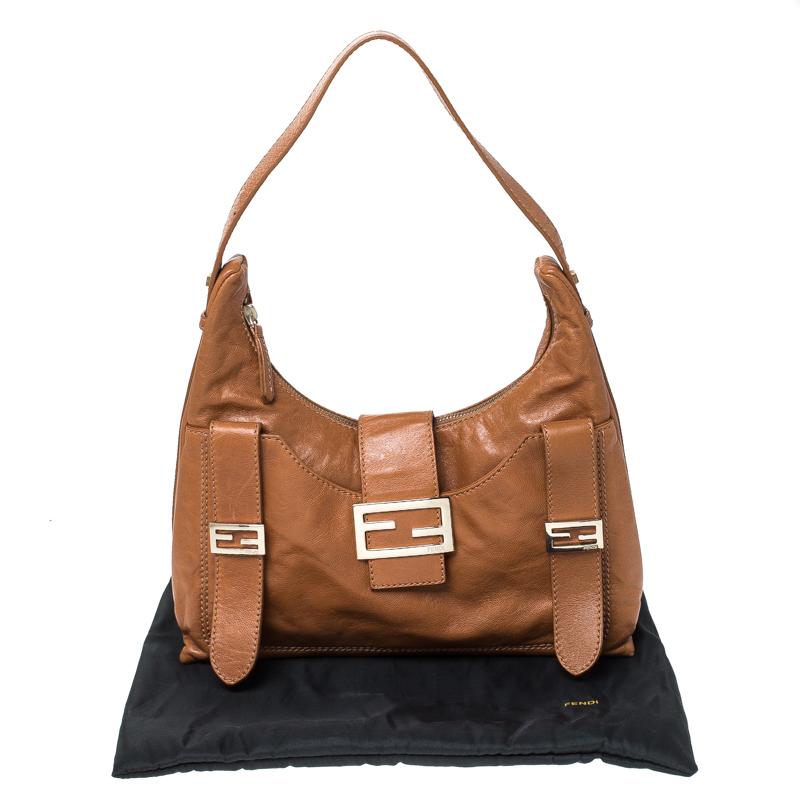 Fendi Tan Leather Logo Shoulder Bag 4