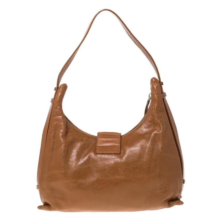 Fendi Tan Leather Logo Shoulder Bag For Sale at 1stdibs