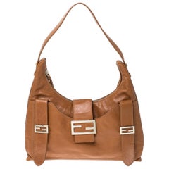Fendi Tan Leather Logo Shoulder Bag