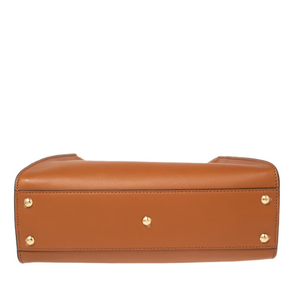Brown Fendi Tan Leather Medium Peekaboo Top Handle Bag