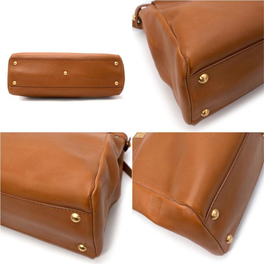 Fendi Tan Leather Medium Peekaboo Top Handle Bag For Sale 1