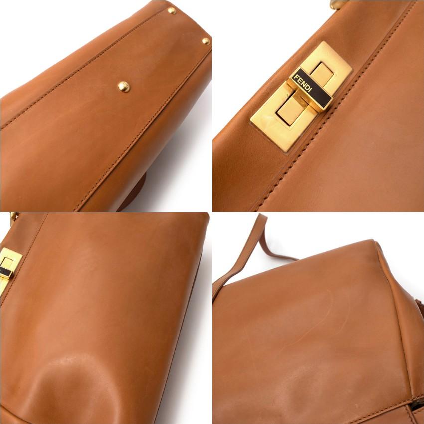 Fendi Tan Leather Medium Peekaboo Top Handle Bag For Sale 2