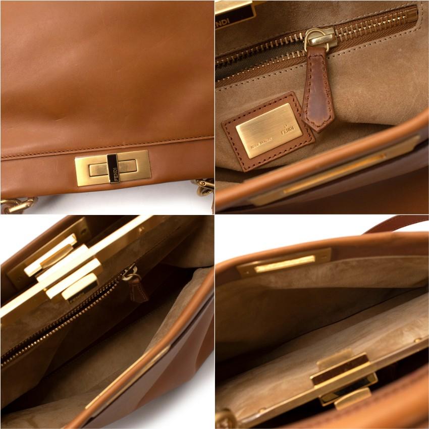 Fendi Tan Leather Medium Peekaboo Top Handle Bag For Sale 3