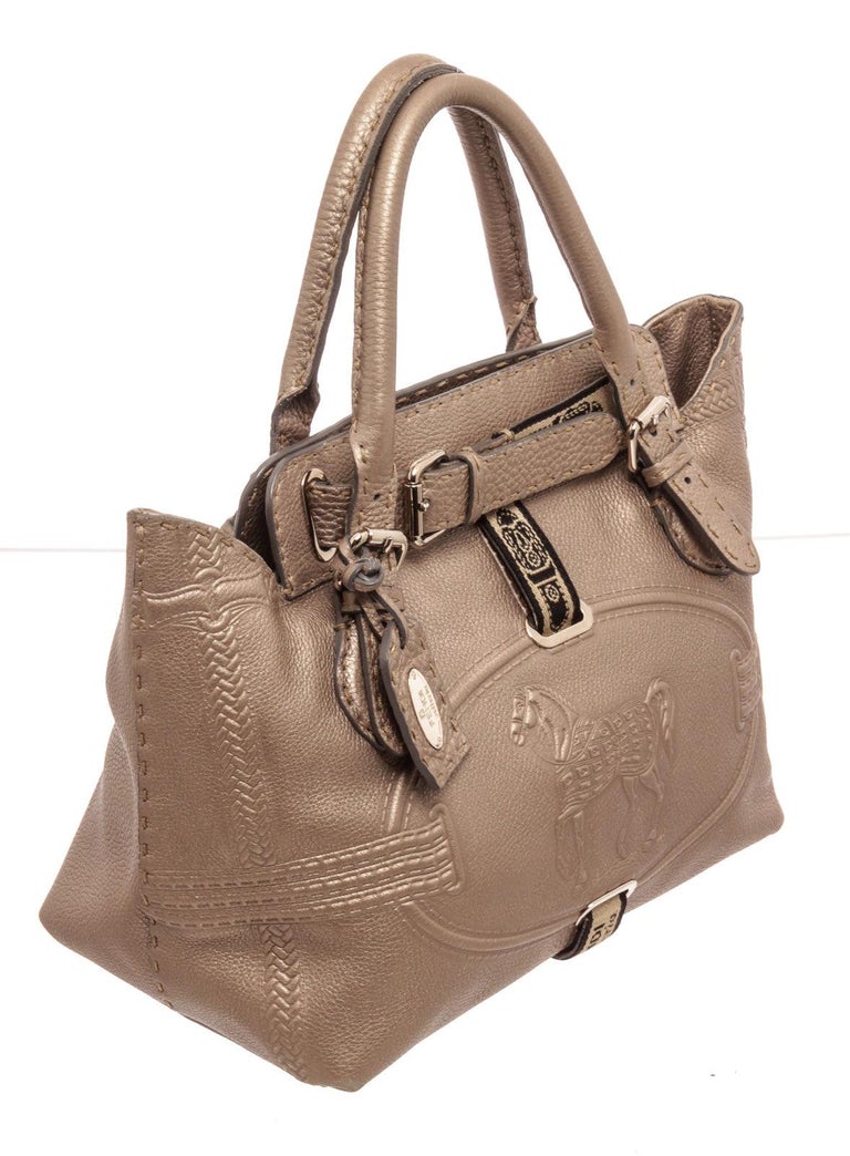 Fendi Tan Leather Selleria Shoulder Bag with gold-tone hardware For ...