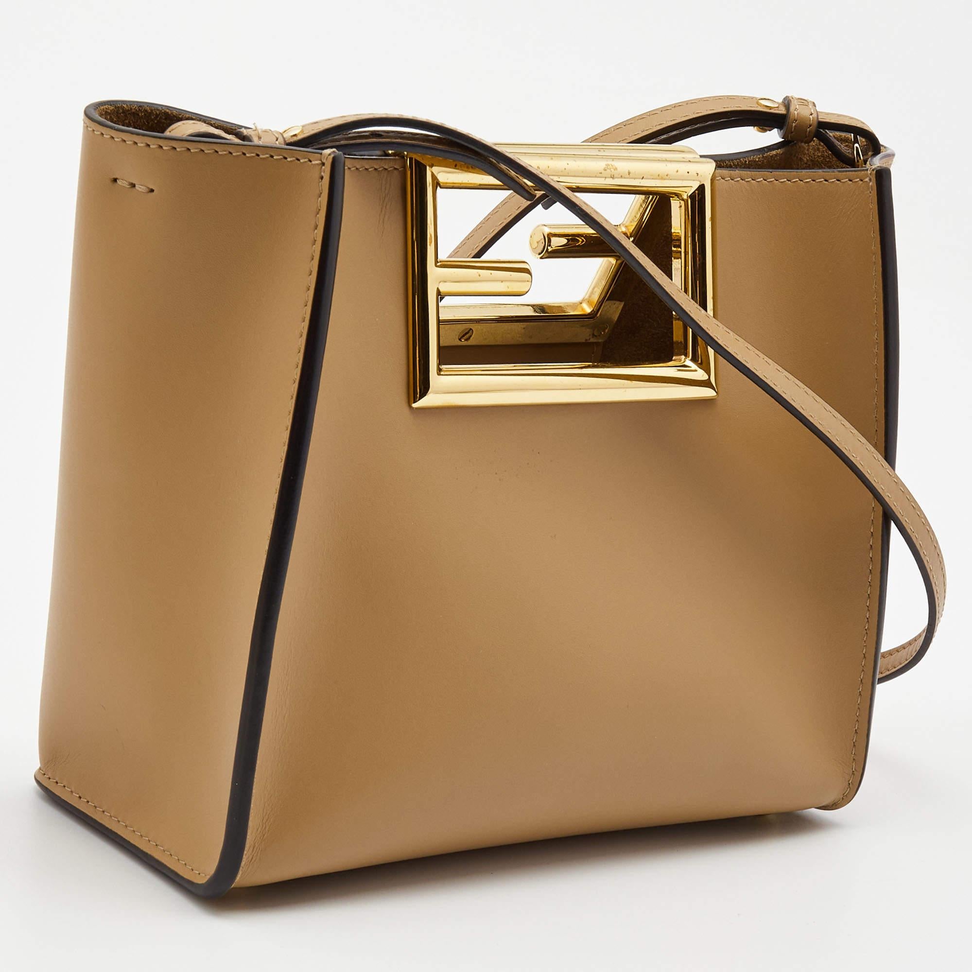 Fendi Tan Leather Small The Way Shoulder Bag In Good Condition In Dubai, Al Qouz 2