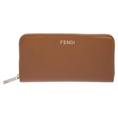 Fendi Tan Leather Zip Around Organizer Wallet