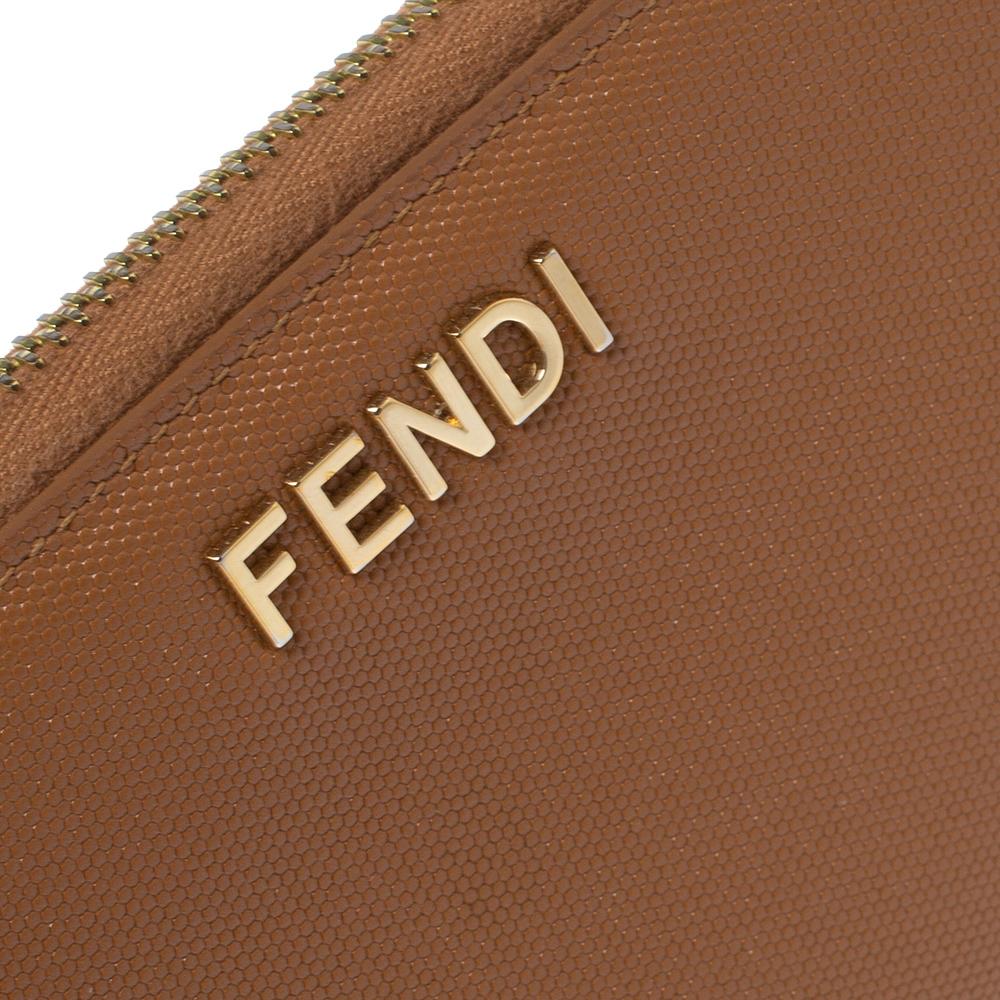 Fendi Tan Leather Zip Around Wallet 4