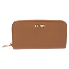 Fendi Tan Leather Zip Around Wallet