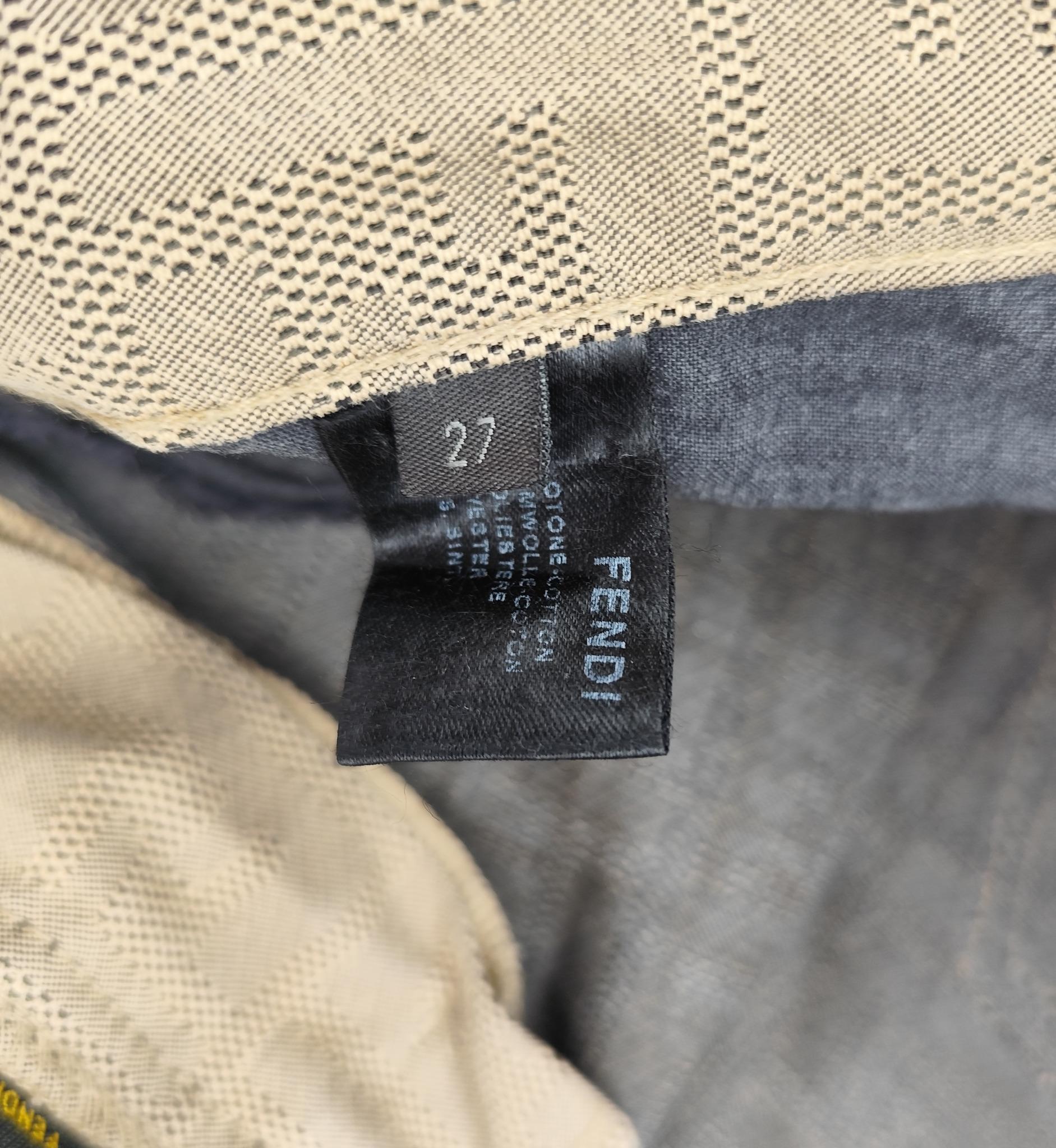 Fendi tan monogram straight cropped pants For Sale 5