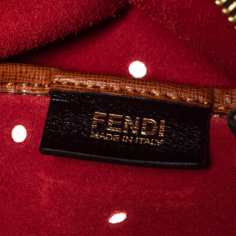 Fendi Tan Perforated Leather Large Roll Tote 2