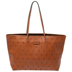 Fendi Tan Perforated Leather Large Roll Tote