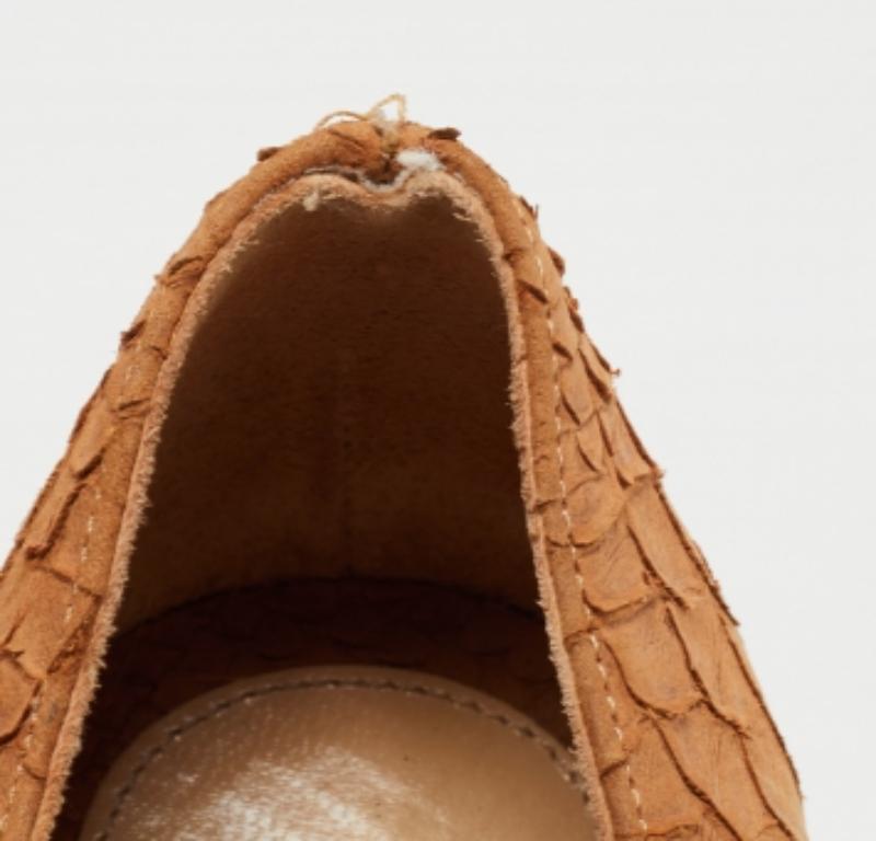 Fendi - Superstar - escarpins à plateforme en cuir gaufré python fauve - Taille 40 en vente 1
