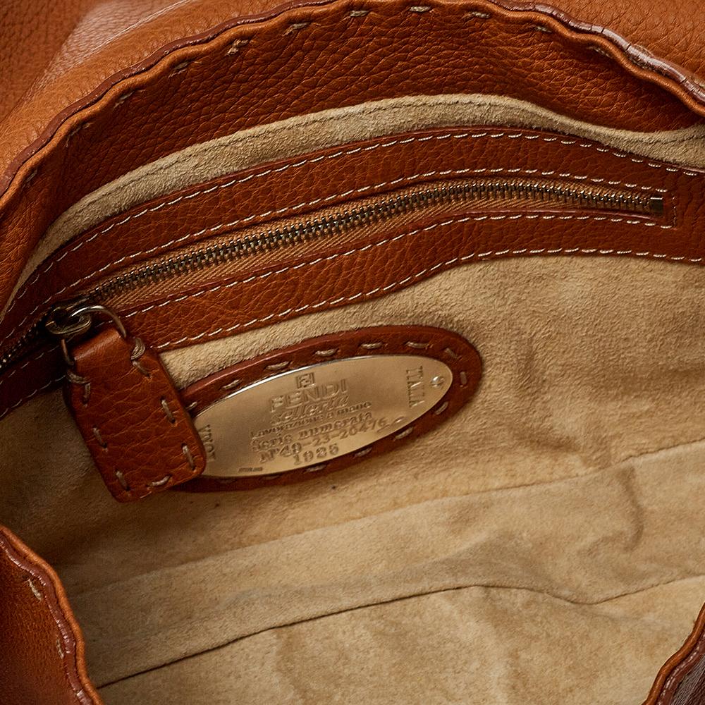 Fendi Tan Roman Leather Selleria Flap Bag 5