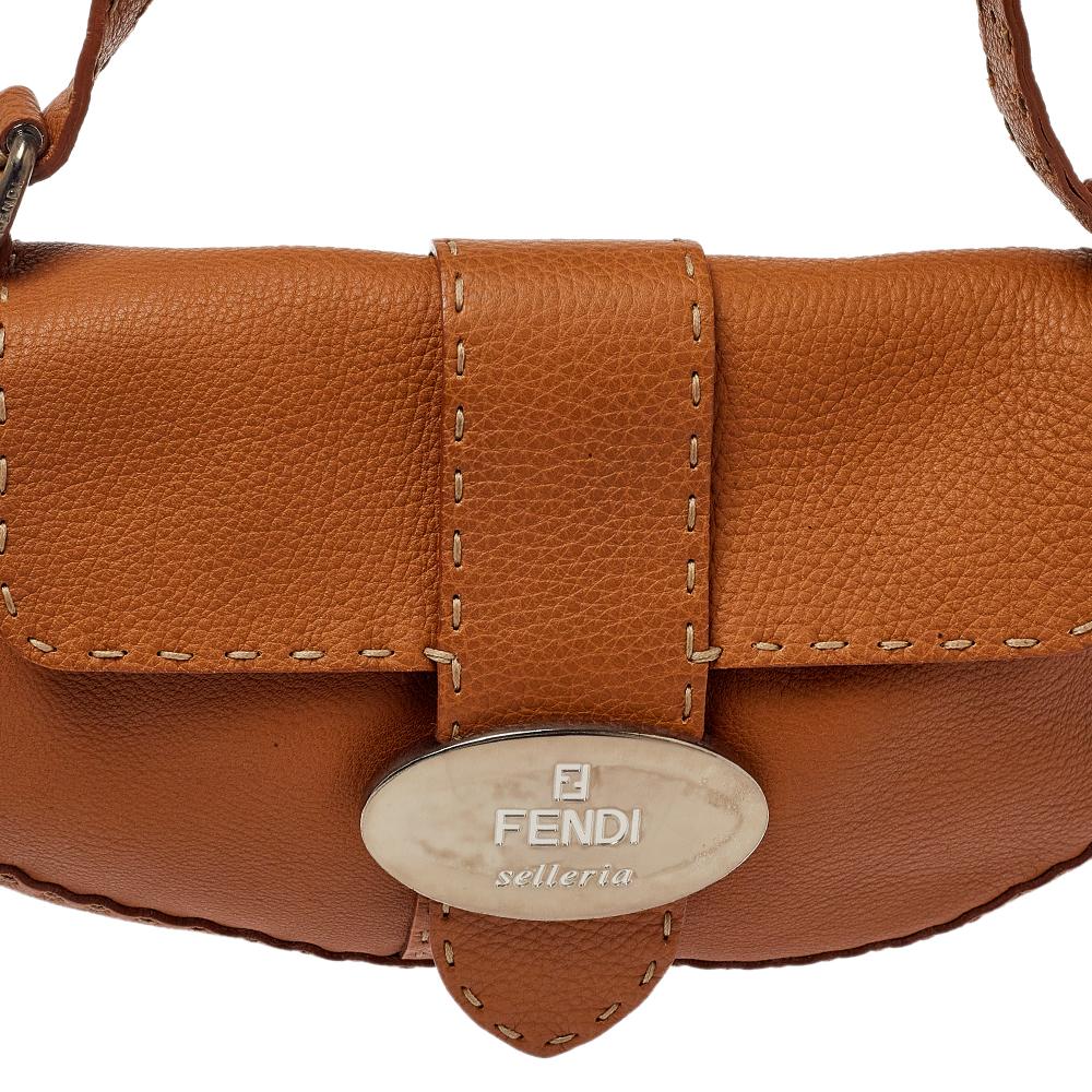 Fendi Tan Roman Leather Selleria Flap Bag 1