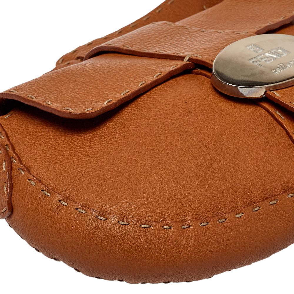 Fendi Tan Roman Leather Selleria Flap Bag 3