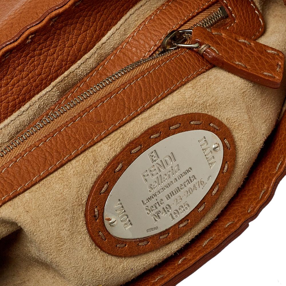 Fendi Tan Roman Leather Selleria Flap Bag 4