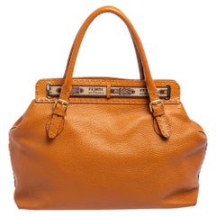 Fendi Tan Selleria Leather Villa Borghese Tote