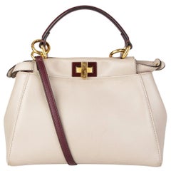 FENDI taupe & burgundy BICOLOR PEEKABOO MINI Umhängetasche