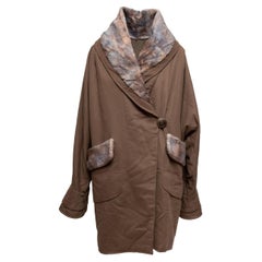 Fendi Taupe Cashmere & Wool Reversibel Fur-Trimmed Coat