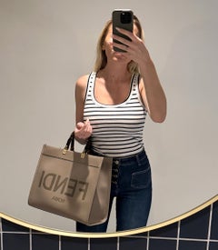 Fendi Taupe Embossed Calfskin Leather Medium Sunshine Tote