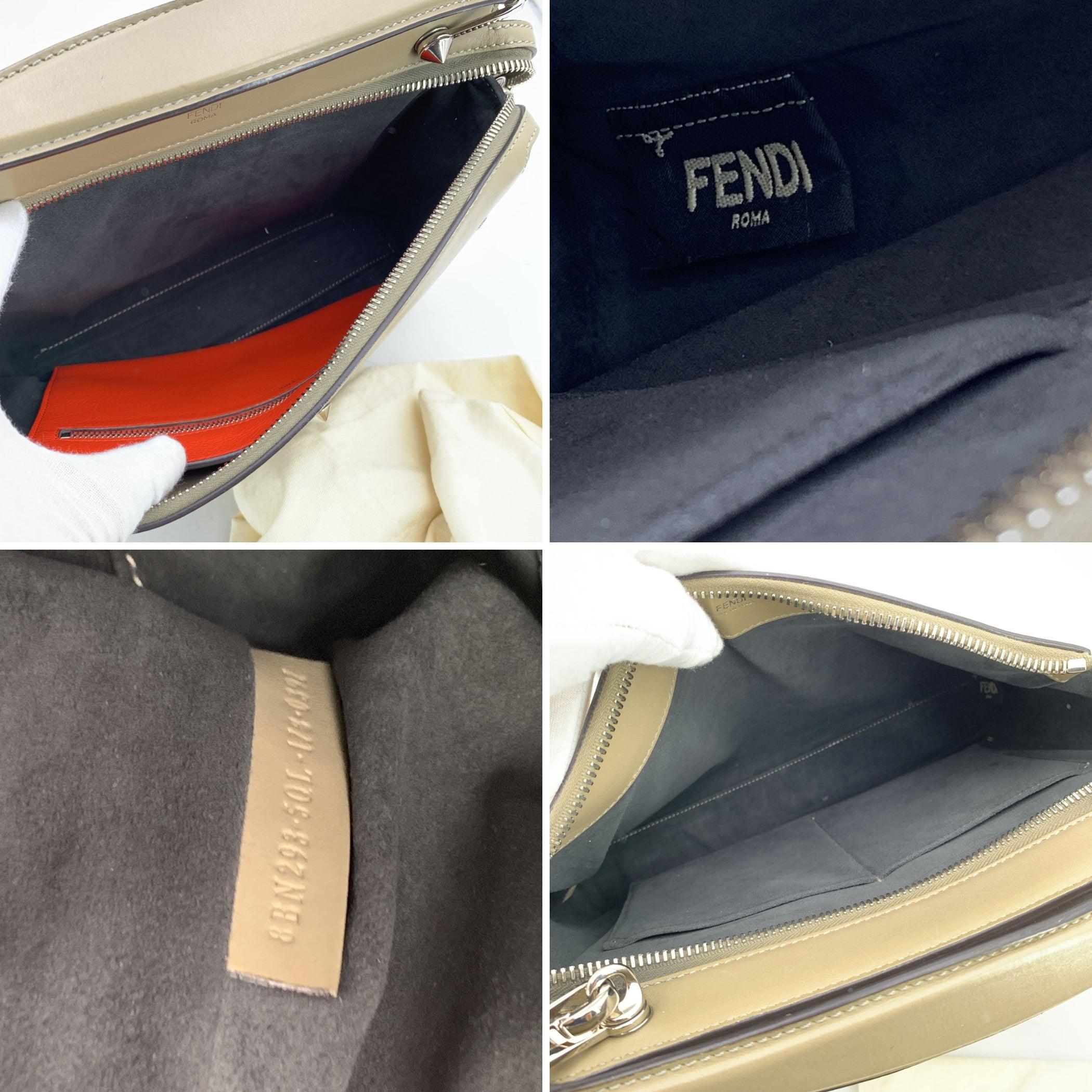 Fendi Taupe Leather DotCom 2 Way Tote Handbag with Shoulder Strap en vente 1