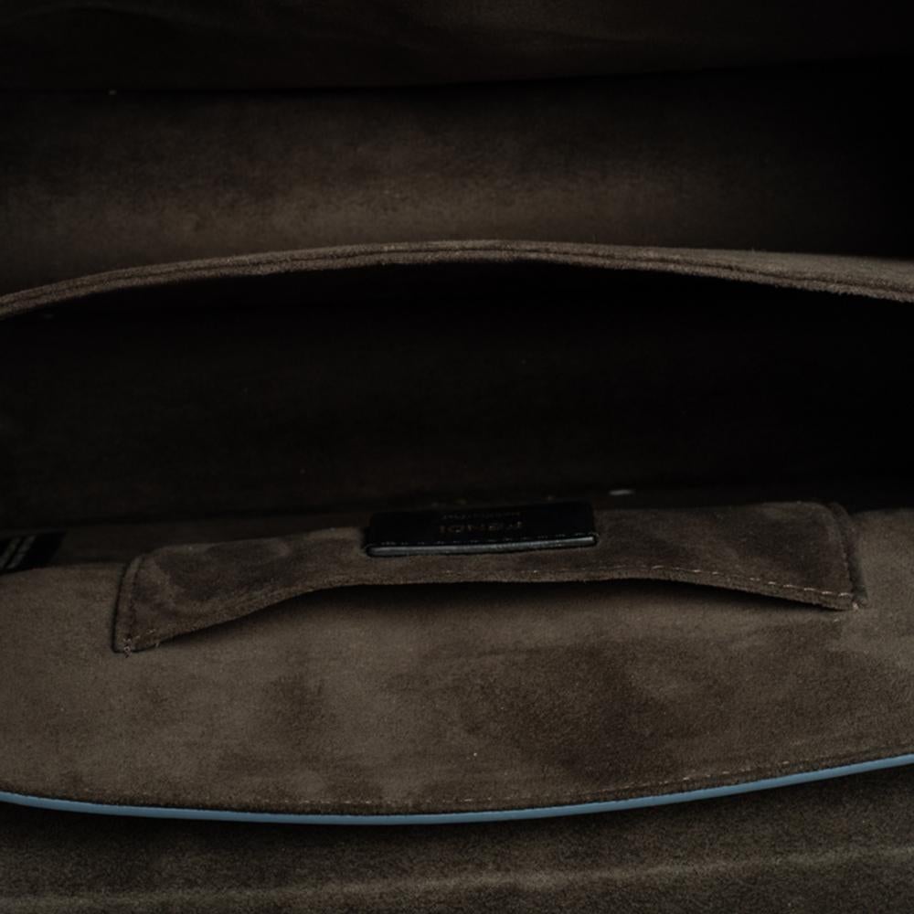 Fendi Taupe Leather Scalloped Kan I Top Handle Shoulder Bag 4