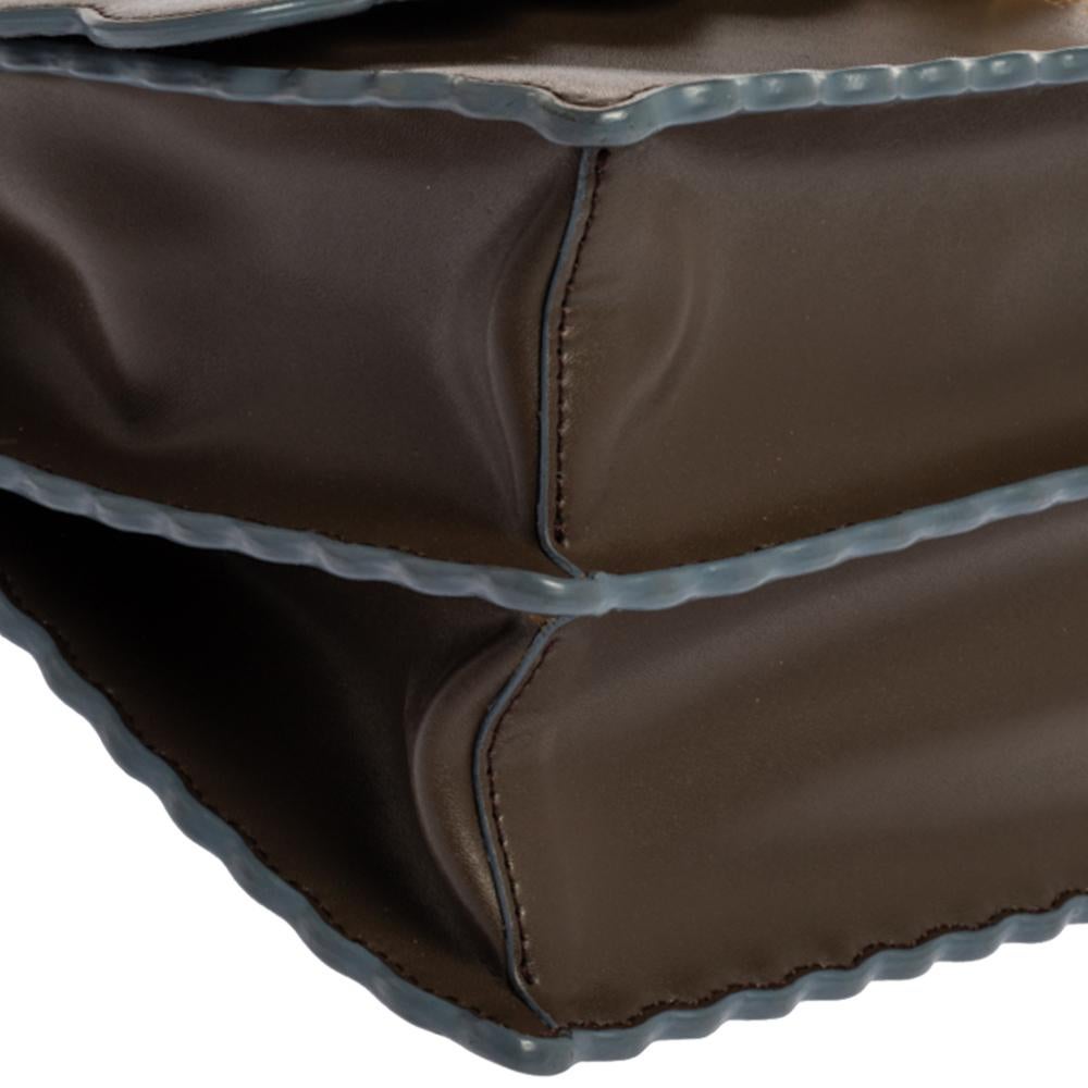 Fendi Taupe Leather Scalloped Kan I Top Handle Shoulder Bag 7