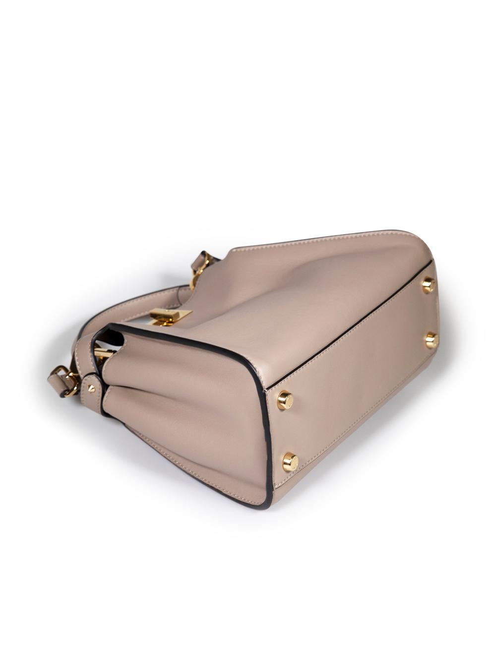 Fendi Taupe Leather Vitello Medium Peekaboo Top Handle Bag 1
