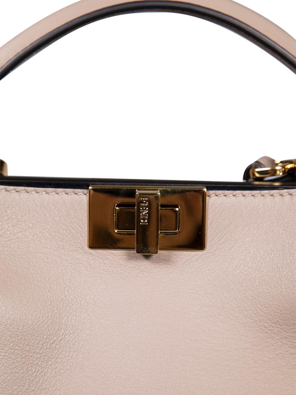 Fendi Taupe Leather Vitello Medium Peekaboo Top Handle Bag 3