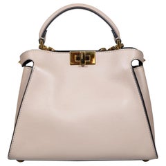 Fendi Taupe Leather Vitello Medium Peekaboo Top Handle Bag