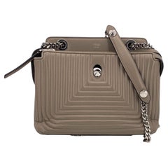 Borsa a tracolla DotCom Click in pelle trapuntata color grigio Fendi