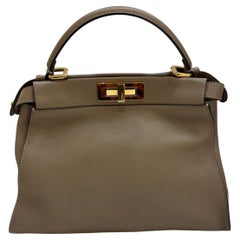Borsa Fendi Taupe Regular Peekaboo Tortoiseshell Plexi