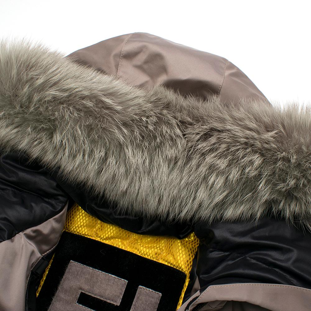 Fendi Taupe Ski Jacket With Fox Fur Hood XS 40 3
