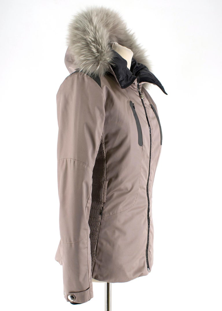 Fendi Taupe Ski Jacket With Fox Fur Hood XS 40 at 1stDibs ski jacket