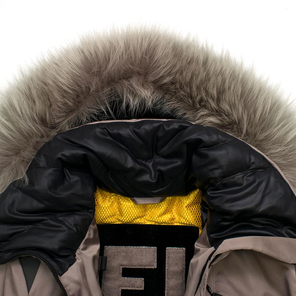 Brown Fendi Taupe Ski Jacket With Fox Fur Hood XS 40