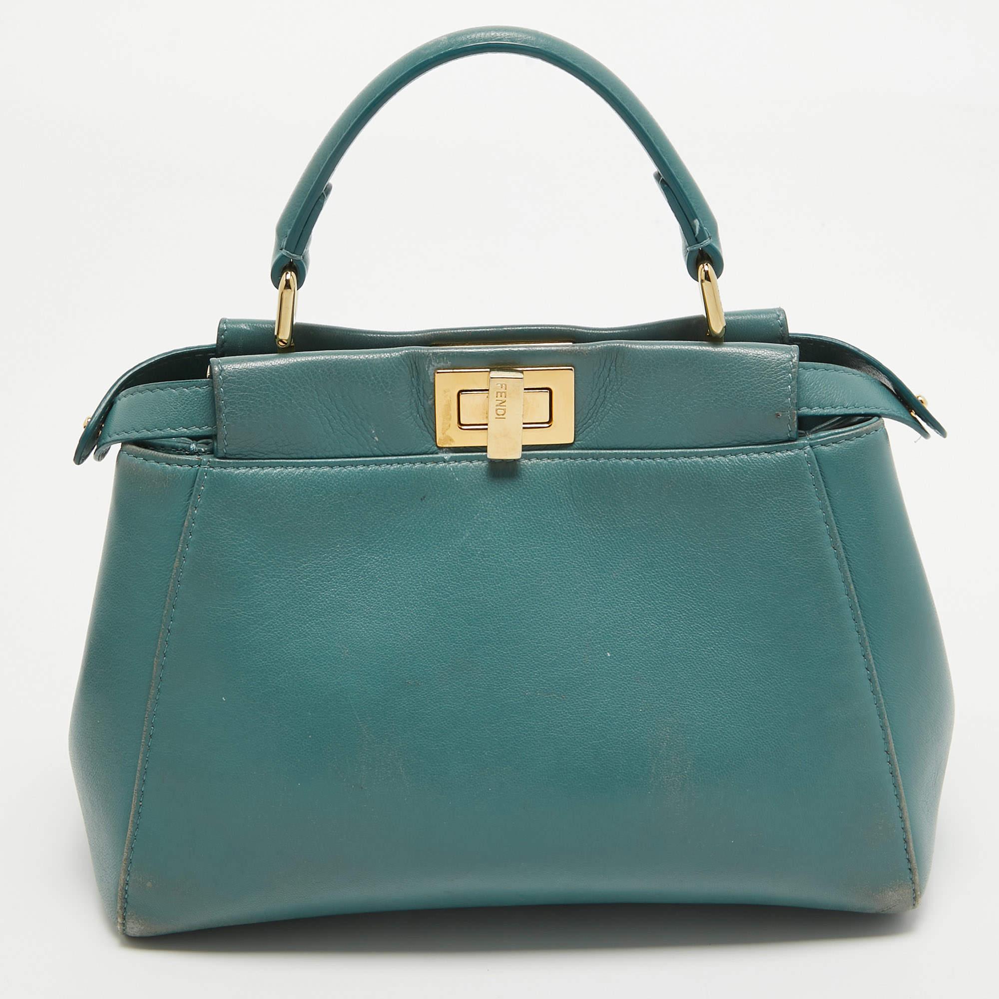 Designed by Venturini Fendi, the Peekaboo was first debuted in 2008. The unique construction and representation of this bag enable it to keep up with fashion's ever-changing tide. Constructed from leather, it is complemented with gold-tone hardware,