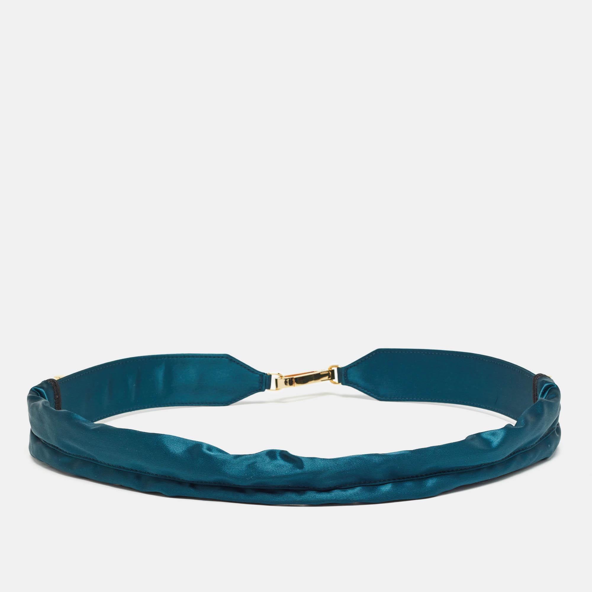 Fendi Teal Blue Satin Shoulder Strap In Good Condition For Sale In Dubai, Al Qouz 2