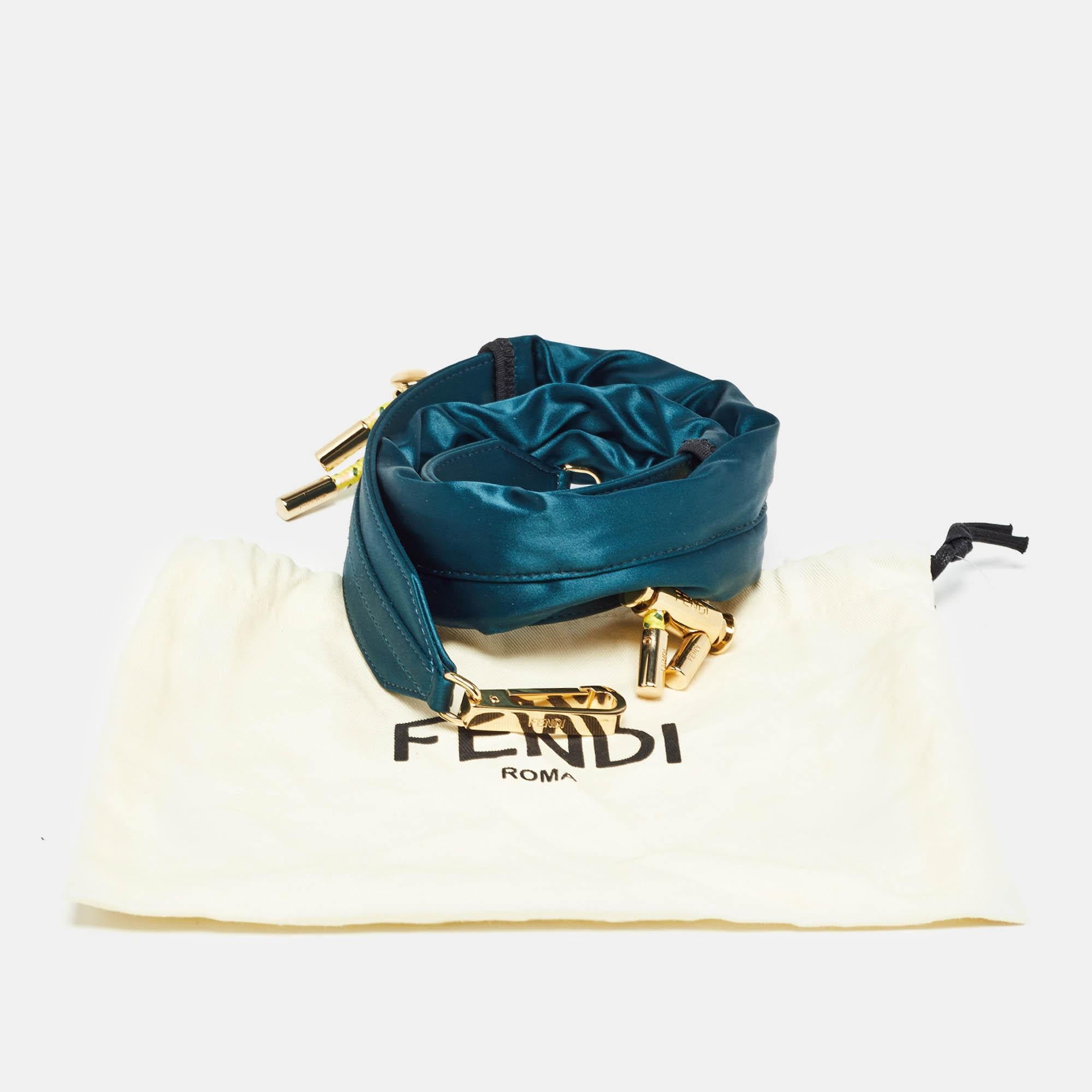 Women's Fendi Teal Blue Satin Shoulder Strap For Sale
