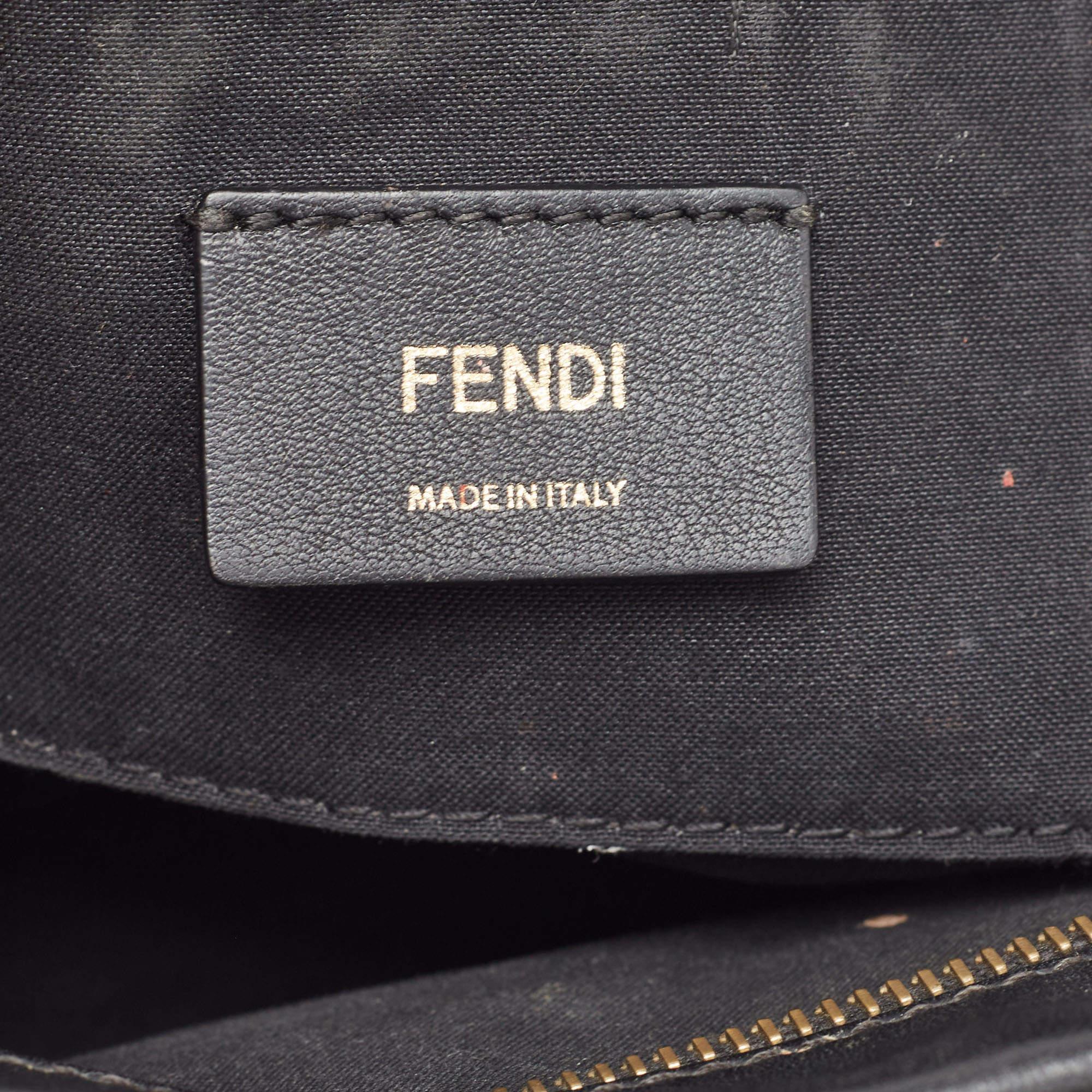 Fendi Tobacco/Black Coated Canvas and Leather F is Fendi Stamp Patch Camera Bag 11