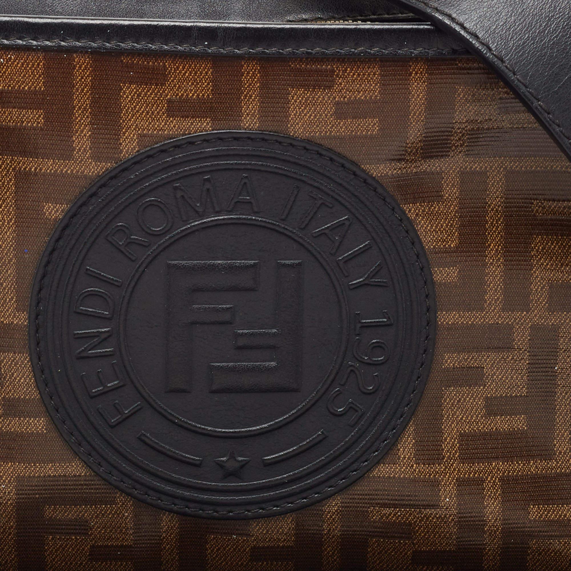Fendi Tobacco/Black Coated Canvas and Leather F is Fendi Stamp Patch Camera Bag 5