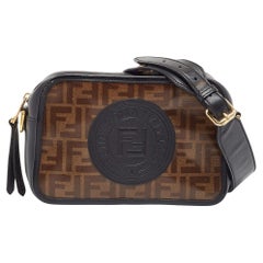 Fendi Tobacco/Black Coated Canvas and Leather F is Fendi Stamp Patch Camera Bag